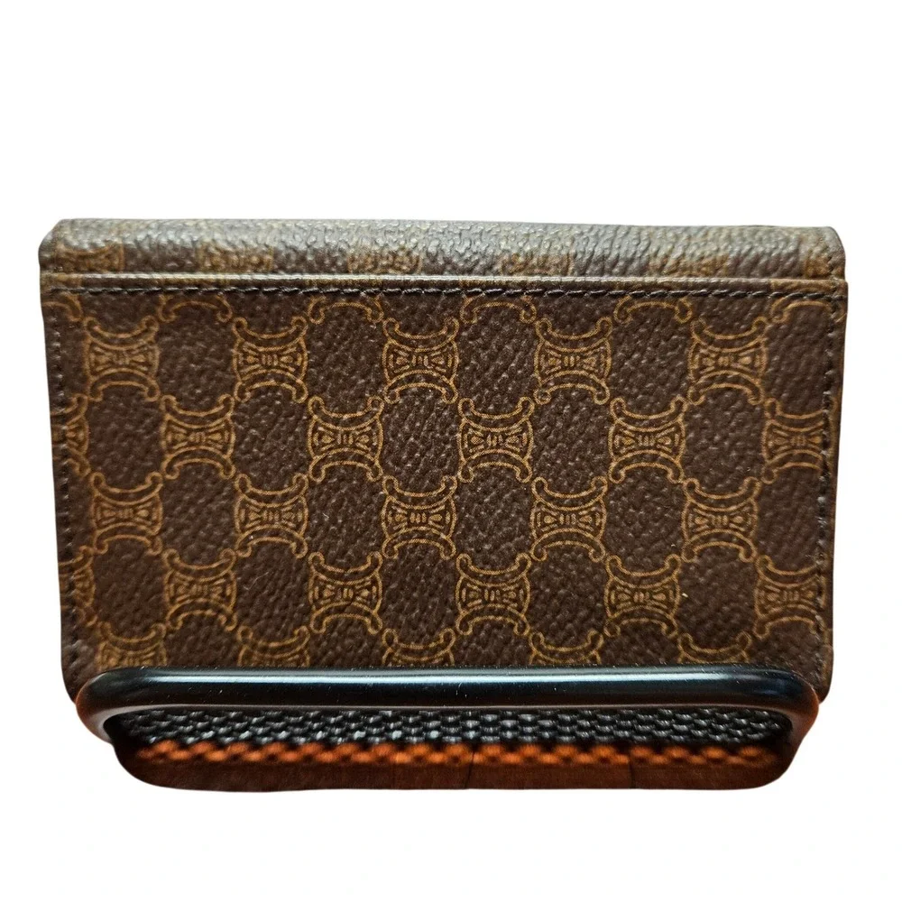 Vintage Celine Macadam Canvas 6 Key Holder Case Wallet Brown Leather Italy Auth - Picture 3 of 9